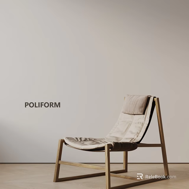 Poliform Modern Leisure Chair With Wooden Frame And Soft Fabric Cushion 3d model 
