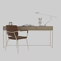 Modern Desk Setup With Chair Table Lamp Alarm Clock Open Book And Teddy Bear Figurine