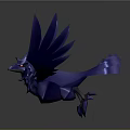 Blue Metallic Bird Game Movie Character With Spread Wings And Blade Like Feathers