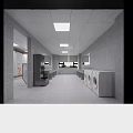 Clean Modern Shower Sauna Interior With White Tiled Walls Green Accent Tiles And Showerhead Stalls