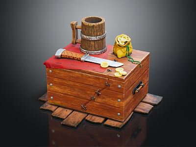 Modern Boxes Wooden Boxes Old Wooden Boxes Wooden Beer Cup Cutter Cloth Bag Lemon Chop 3d model