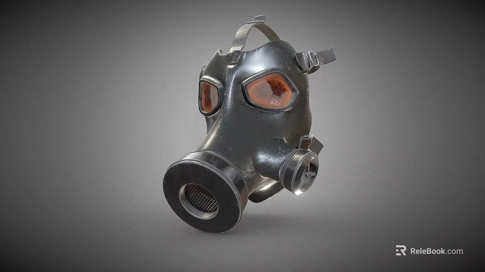 Firefighting Respiratory Gas Mask With Protective Lenses For Fire Emergency Safety Equipment 3d model 