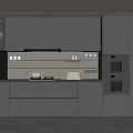 Modern Gray Kitchen Interior Design With Cabinets Appliances And Countertop 3d model