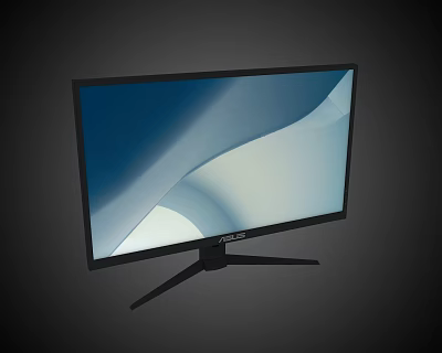 ASUS Computer Monitor With Black Frame Stand And Blue Wave Screen 3d model