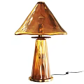 Amber Glass Table Lamp With Modern Elegant Design And Smooth Shade