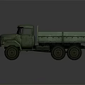 Green Military Truck With Open Cargo Bed And Six Wheels Vintage Design
