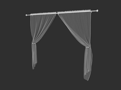 White Sheer Curtains On Rod For Light Filtering And Elegant Window Decor 3d model