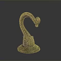 Vintage Bronze Decorative Sculpture With Curved Neck And Carved Base