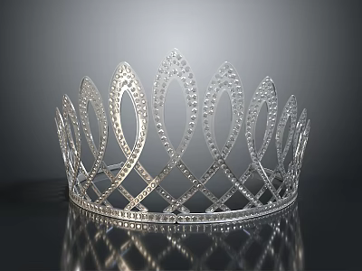 Silver Decorative Crown With Elegant Openwork Design And Shiny Accents 3d model