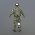 Man Wearing Camouflage Military Uniform With Helmet Face Mask And Tactical Vest