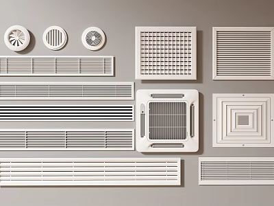 Air Conditioner Vents With Various Modern Designs And Different Grille Styles For Home Interior 3d model