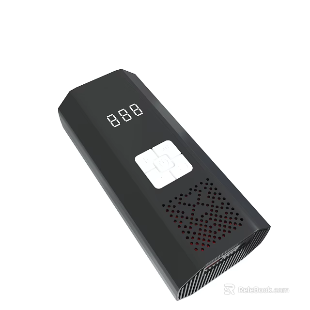 Portable Black Electronic Device With Digital Display White Control Panel And Mesh Ventilation 3d model