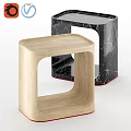 Modern Dining Tables With Light Wood And Black Cracked Texture Red Base 3d model