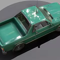 Vintage Green Pickup Truck with Antenna and Classic Exterior Design