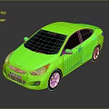Green Hyundai Sedan 3D Rendered on Shiny Reflective Surface with Modern Design
