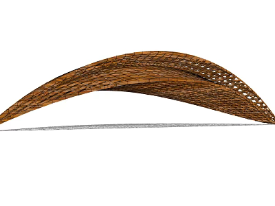 Curved Brown Woven Pergola Structure with Intricate Design and Wooden Material 3d model