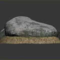 Natural Stone Placed On Wooden Base With Dirt And Grass Accents
