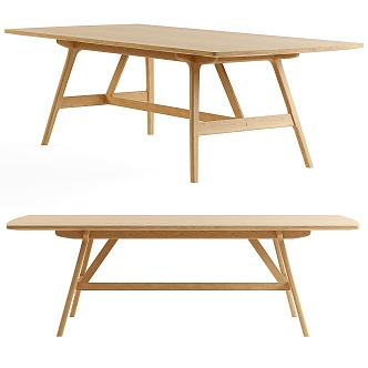 Modern Solid Wood Dining Table Long Table 3d model