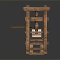 Vintage Wooden Printing Press With Open Book And Classic Design Elements