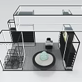 Modern SLENDER Exhibition Booth With Black Metal Frame Display Counter And Chairs