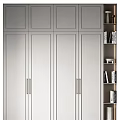 Modern White Wardrobe with Sleek Cabinet Doors Metal Handles and Side Shelves