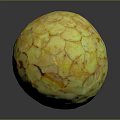 Yellow Textured Sugar Apple Fruit on Gray Reflective Background Surface