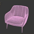 Gray Leather Accent Chair With Curved Backrest Armrests And Metal Legs