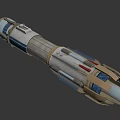 Futuristic Metallic Weapon With Glowing Tip And Intricate Mechanical Structure
