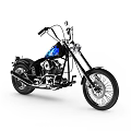 Custom Classic Motorcycle With Blue Flame Graphics Black Body Chrome Parts And Spoke Wheels
