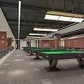 Modern Billiard Room Interior With Tables And Chairs 3d model