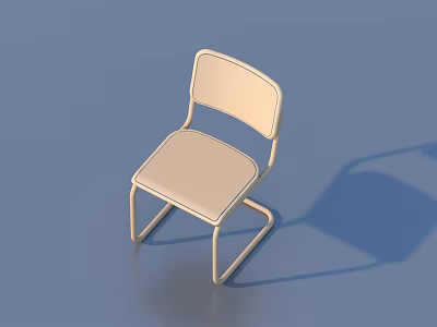 Light Colored Leisure Chair with Metal Frame and Sleek Minimalist Design 3d model