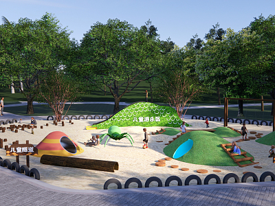 Modern Park Children's Play Area Non-Power Park Drill Barrel Tube Children's Tunnel Sand Pit Park Forest Nature Park model