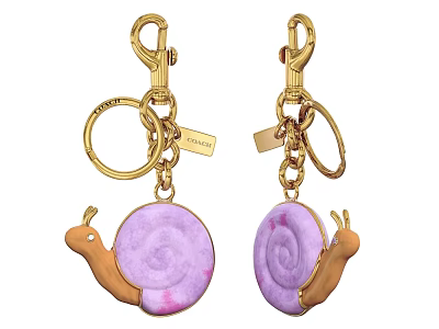 Ornament Decoration Set With Snail Design Keychains Purple Shell And Golden Hooks 3d model