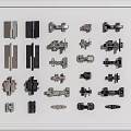 Various Metal Hinges And Furniture Hardware Components For Doors And Cabinets