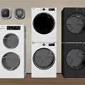 Sleek Front Loading Washing Machines in White and Dark Gray Stacked Design for Home Use