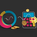 Data Visualization Tools With Pie Chart Line Graph Calculator And Coins