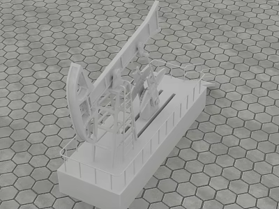 White Swing Door Model Structure With Metal Frame And Hexagonal Floor Tiles 3d model