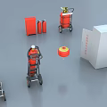 Diverse Fire Safety Equipment Including Wheeled Portable Extinguishers Cabinets And Alarm Bells