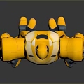 Game Movie Character Yellow Robot With Mechanical Design Blue Accents And Shiny Surface