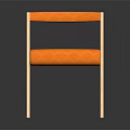 Modern Minimalist Chair With Light Wooden Frame And Orange Padded Seat Armrests