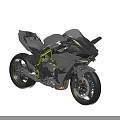 Modern Futuristic Motorcycle With Sleek Silver Body Green Accents Sporty Design And Alloy Wheels
