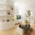 Modern Public Office Space With Open Layout Desks Sofa And Green Plants