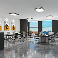 Modern Public Office Area With Nadian Biology Logo Office Desks Chairs And Large Windows