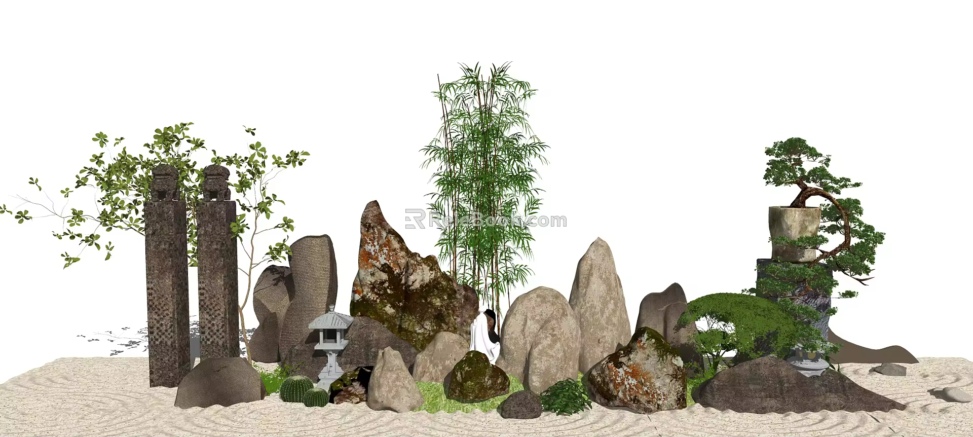 New Chinese style landscape sketch landscape sketch stone 3d model