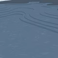Waterfront Landscape with Curved Lines on Shimmering Water Surface and Tree Reflections under Soft Lighting