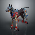 Detailed Cybernetic Robotic Dog with Mechanical Gears and Metallic Body