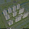 Aerial View Residential Planning With High Rise Buildings Greenery River And Surrounding Roads
