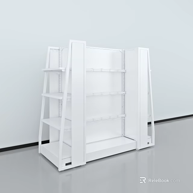 White Open Design Display Shelving Unit With Multi Tiered Shelves For Retail Display Use 3d model