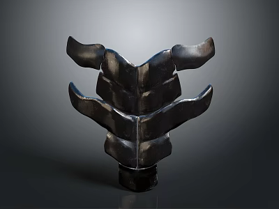 Ancient Metallic Weapon With Intricate Curved Blade And Layered Structure 3d model