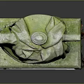 Animal Stone Sculpture Moss Covered with Decorative Robe Details on Stone Base